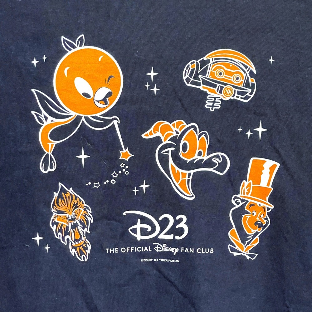 Disney D23 Official Fan Club Graphic T-Shirt Navy Blue Orange Bird Figment 2XL
